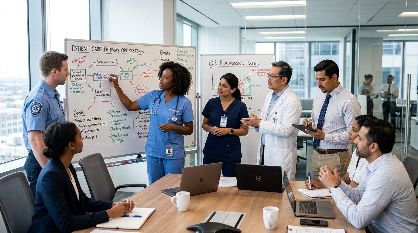 Healthcare team collaborating on strategy